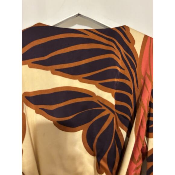 Eugenia Fernandez Maxi Dress Small Boho Wrap Midi Satin Floral Flaws - Picture 7 of 13